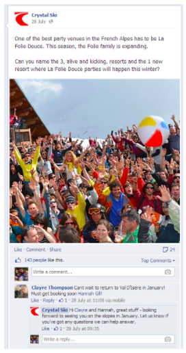 crystal ski social media