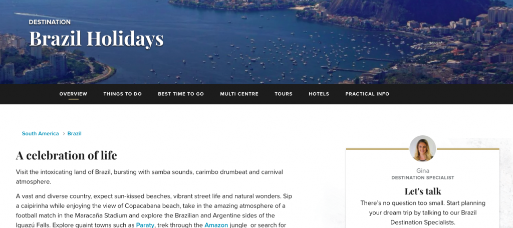 destination hub example
