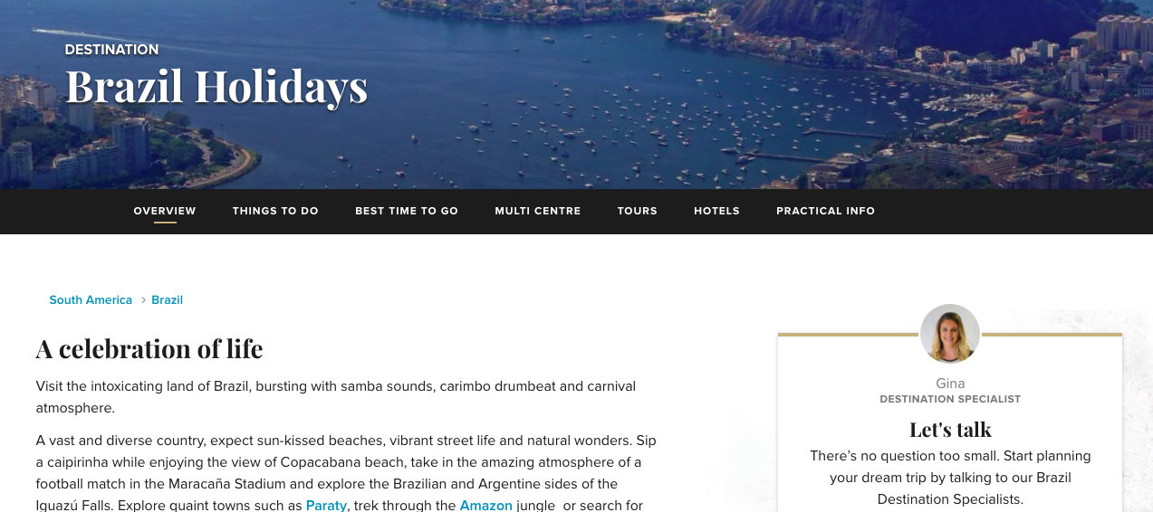 destination hub example