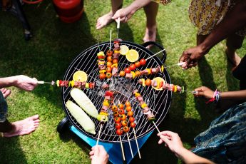 Skewers on a barbeque