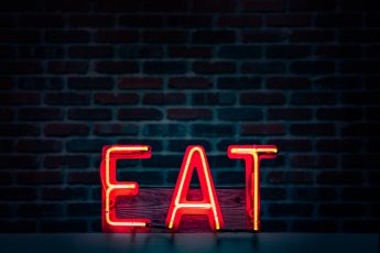 LED lights that spell "EAT"