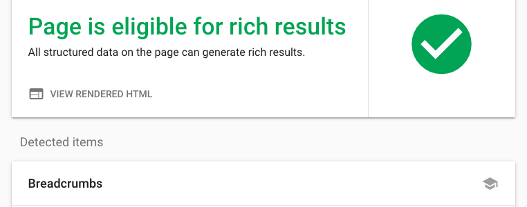Rich Results Test output