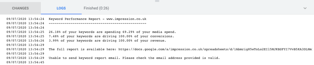 An example of what the logs might look like on your account.